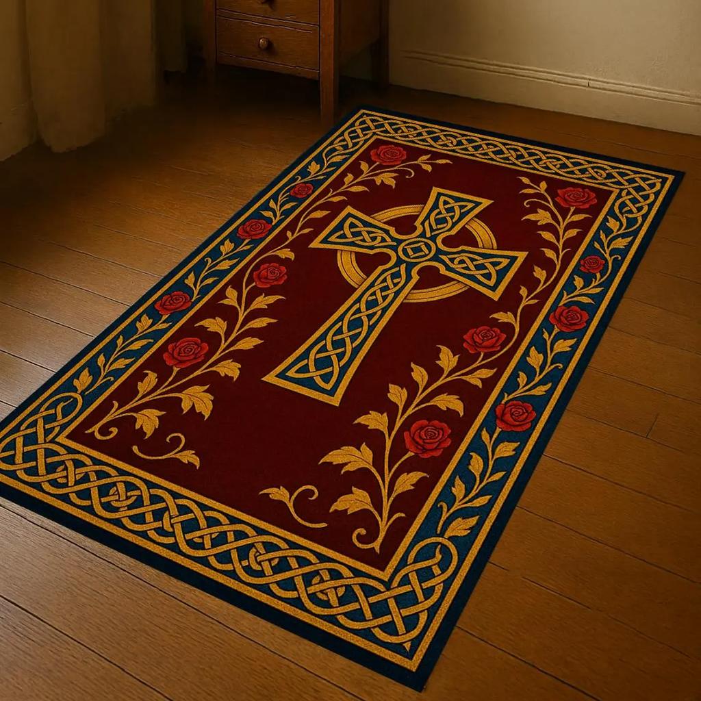 Gothic Style Cross Rug, Christian Prayer Carpet, Prayer Rug, Cross Rug, Christian Rug, Cross Symbol Rug