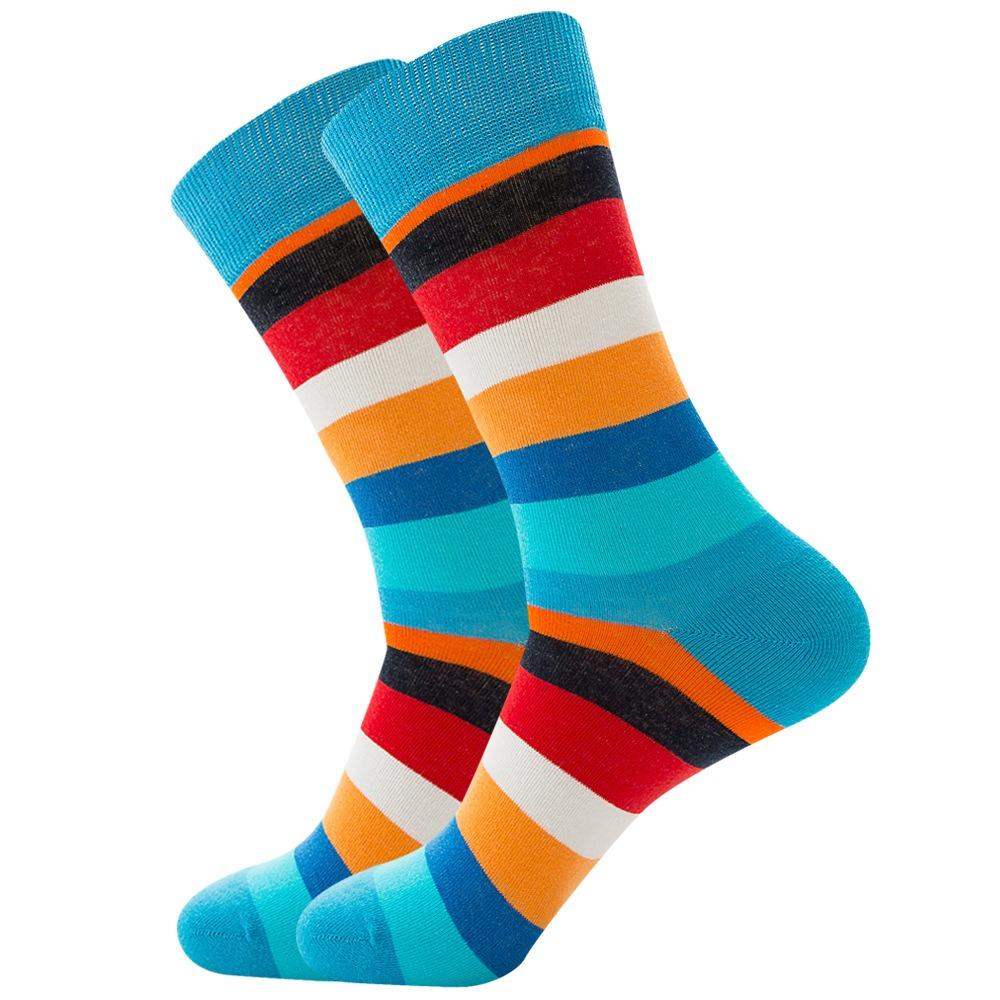 Striped multicolor street skateboarding funny socks for men and women