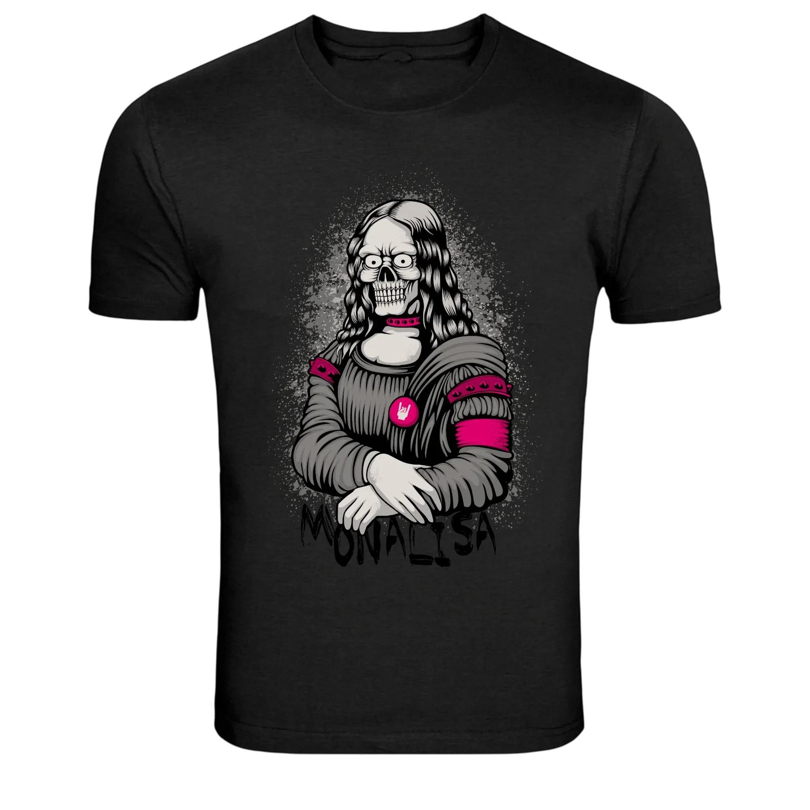 Monalisa Skeleton Parody Art Graphic T-Shirt M