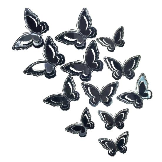 12 Pcs 3 Layers Wing Butterfly Wall Decor Removable 3D Hollow Butterfly Wall Decals for Crafts Home Bedroom Baby Shower Birthday Party Cake Decoration