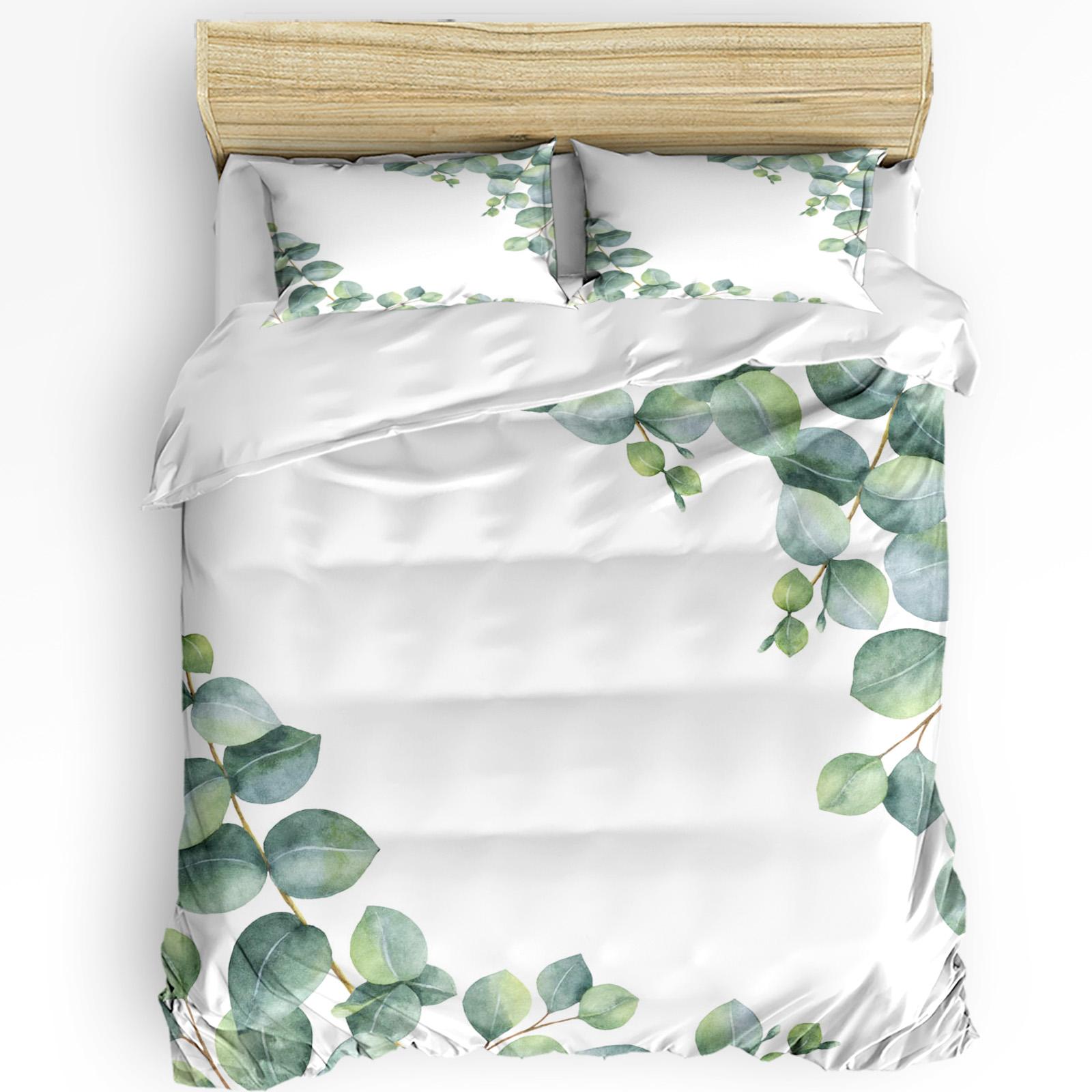 

Eucalyptus Green Leaves Plant 3pcs Bedding Set For Bedroom Double Bed Home Textile Duvet Cover Quilt Cover Pillowcase EU single(135x200cm)