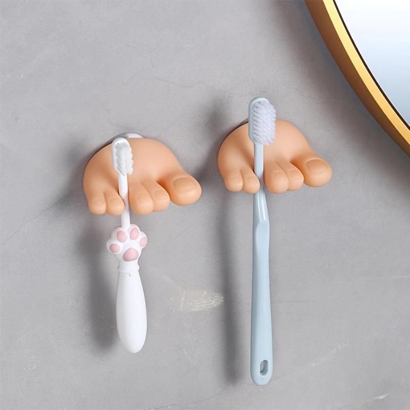 2Pcs Multifunctional Suction Cup Toothbrush Holder Funny Bathroom Decoration Storage Rack Small Clip