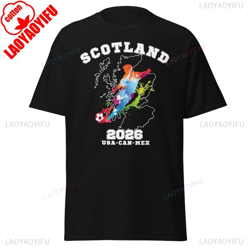 Scotland Football Shirt Scotland 2026 Graphic T Shirts Scotland Flag Vintage T Shirt Streetwear Cottron Short Sleeve Fan Gift S
