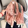 Splicing Ins Romantic Su Print Winter Color Matching Cotton And Linen Scarf Women'S Thin Shawl Beach Scarf