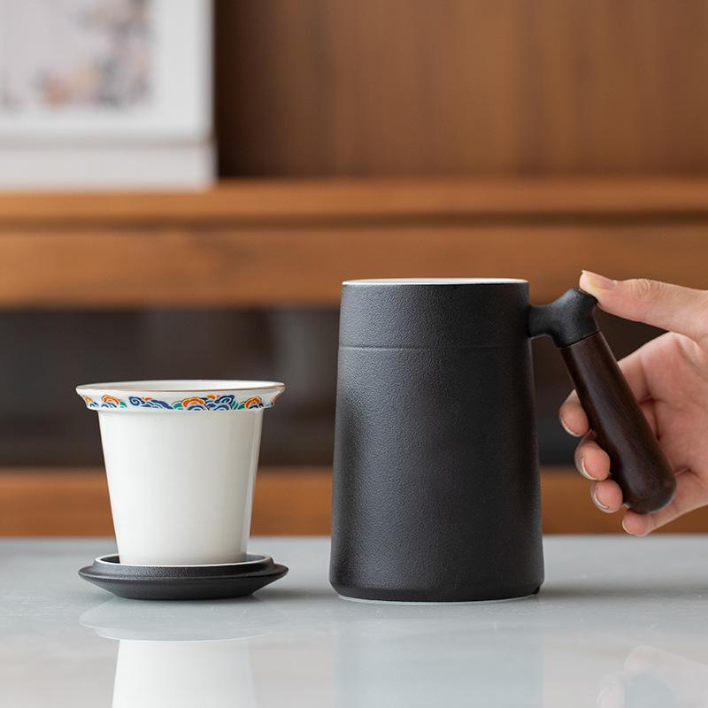 Coarse pottery personal special ceramic tea cup office home high-end business gift tea separation at hand