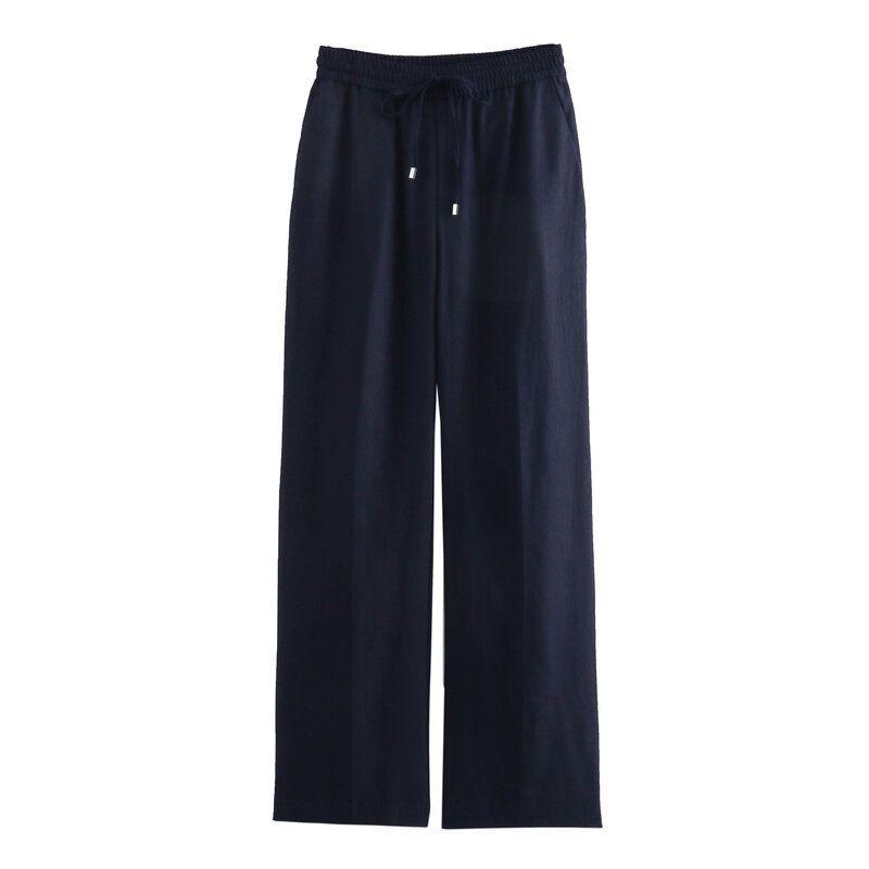 Fashion Style 2024 Summer New Arrival Women's Clothing High Waist Slimming All-Matching Linen Straight Pants Pants 9929040