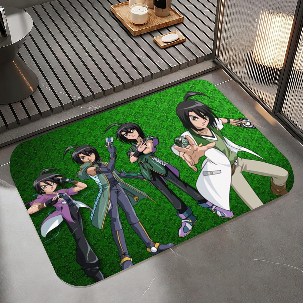 Anime B-Bakugan Floor Mat Diatomite Bath Mat, Quick Dry Absorbent Non-Slip Door Mat