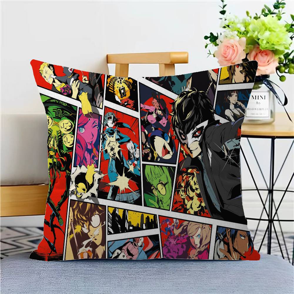 

Game P-Persona 5 Pillow Cover For Bedroom Room And Living Room Sofa Decorative Cushion Cover 12x12Inch