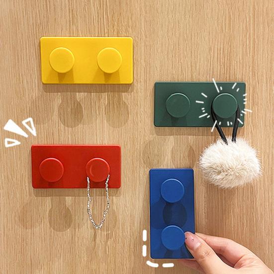 4 Stück Klebehaken für die Wand Haken ohne Bohren Baustein-Form Mehrzweckhaken für Schlüssel Masken Ladekabel