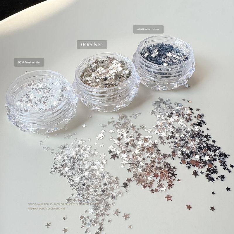 

Gaoy Goya Internet-Famous Hot-Selling Mini Star Sequin Nail Art Decorations Mixed Sizes Dazzling Silver Nail Accessories Sparkling Star Sequins - 3 Colors