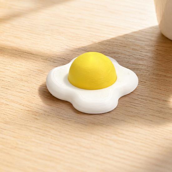 Poached Egg Shape Ornament, Press-Type Rebound Feel Squeeze Toy, Mini Portable Decompression Toy, Stress Relief Gadget Desktop Decoration