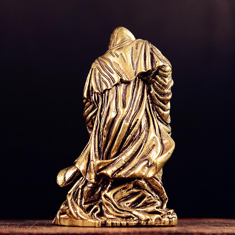 1/2Pcs Retro Brass Death Statue Black Robe Action Figures Miniature Punk Horror Statue Desktop Ornament Halloween Decor