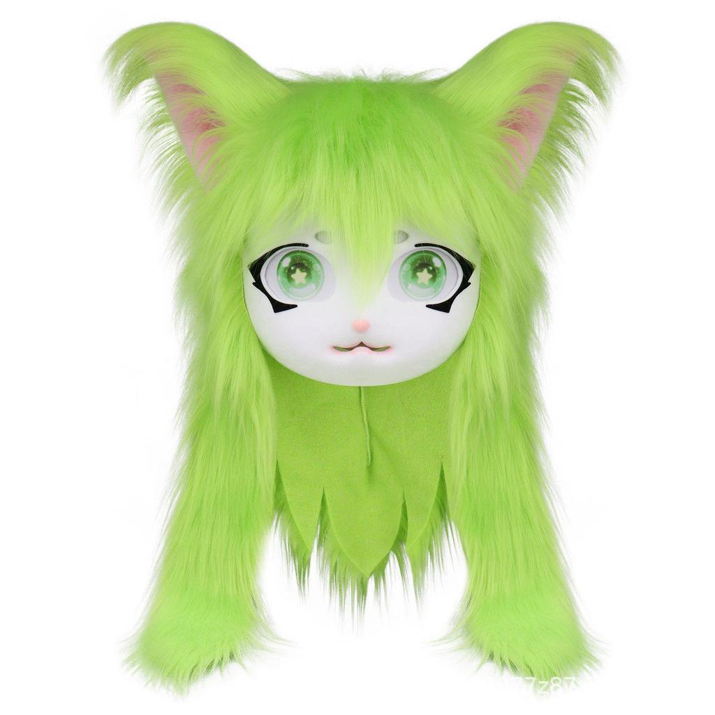 Plush Fursuit Cat Head: Wearable Cute Lolita Cosplay with Ears