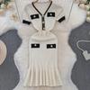 Contrast Color V-Neck Knitted Fishtail Dress