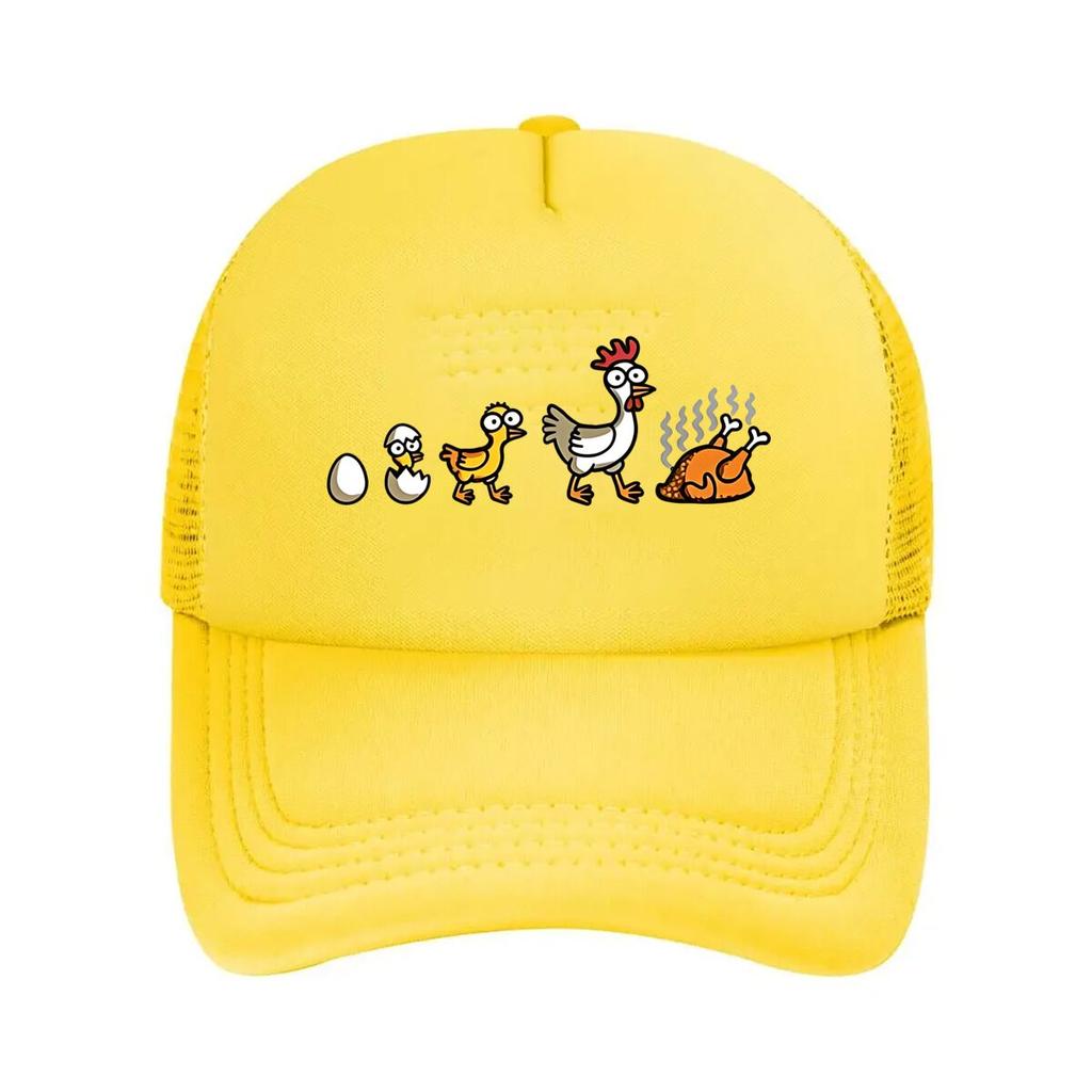 Unisexs Funny Chicken Life Cycle Print  with Rooster Hatcher Pointer  Mort Stages  Machine Washab  Mesh Baseball Cap