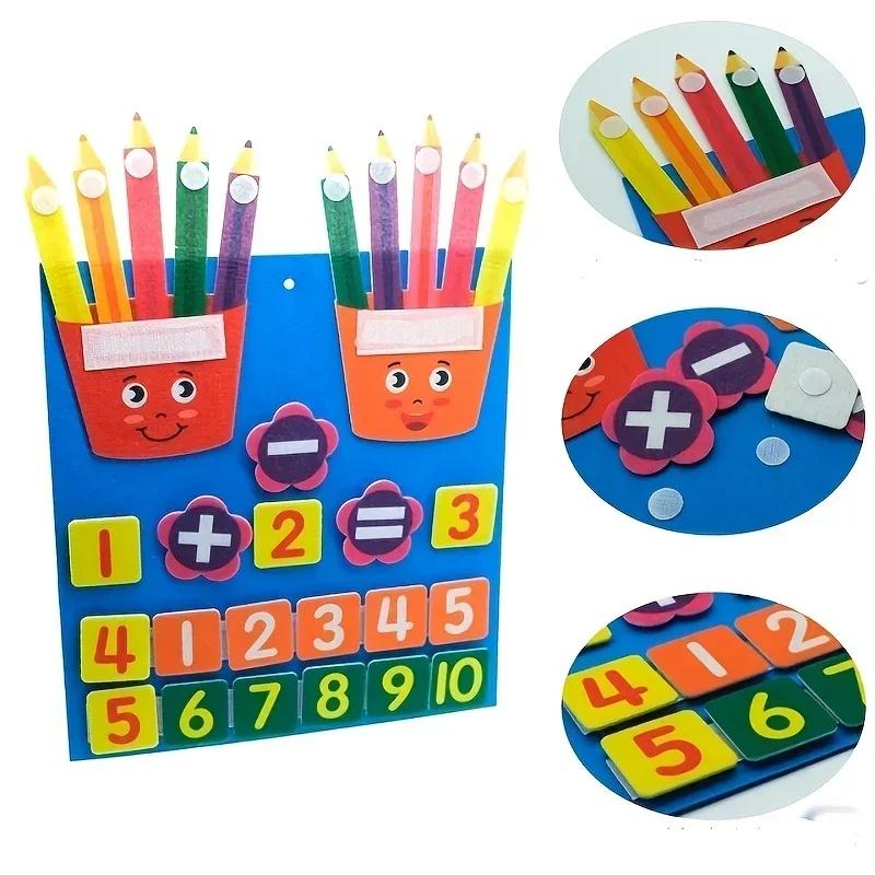 Non-Toxic 2 Pcs Kid Pencil Shape Toys Felt Finger Numbers Math Toy Children Counting Early Learning For Kids Develop Christmas Gifts