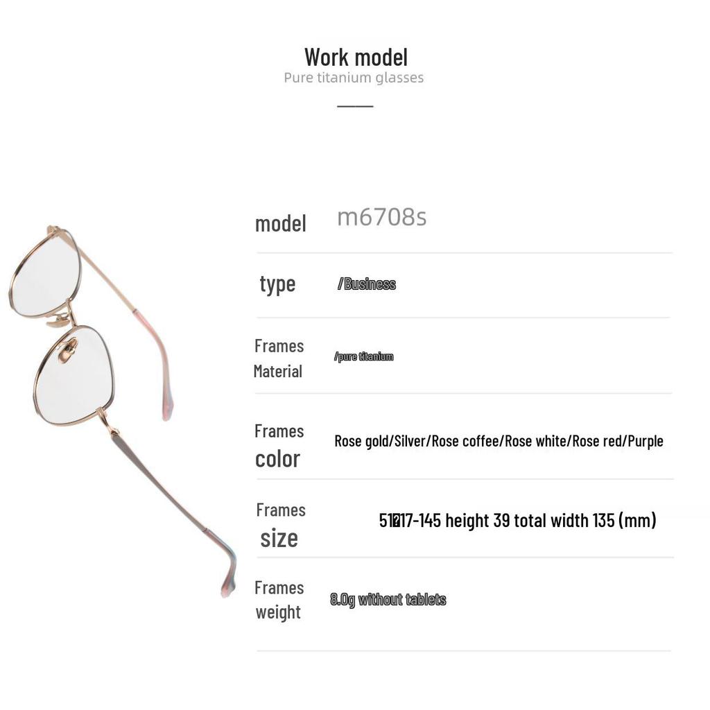 M6708S Retro Pure Titanium Unisex Eyeglass Frame with Acetate Elements for Prescription Lenses