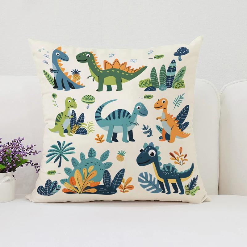 40x40 Cushion Cover Dinosaur Land Pillow Cover Sofa Decoration Children's Room Decorative Pillow Cover Kids Exquisite Gift