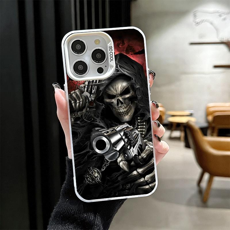 

Reaper Skull Skeleton Gun Shockproof Phone Case for iPhone 17 Air 16 16E 15 Pro Max 14 Plus 13 Mini 12 Back Cover Anti Fall Fund iPhone 16 Plus