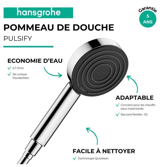 Pommeau de douche hansgrohe pulsify 105 ecosmart+ chromé