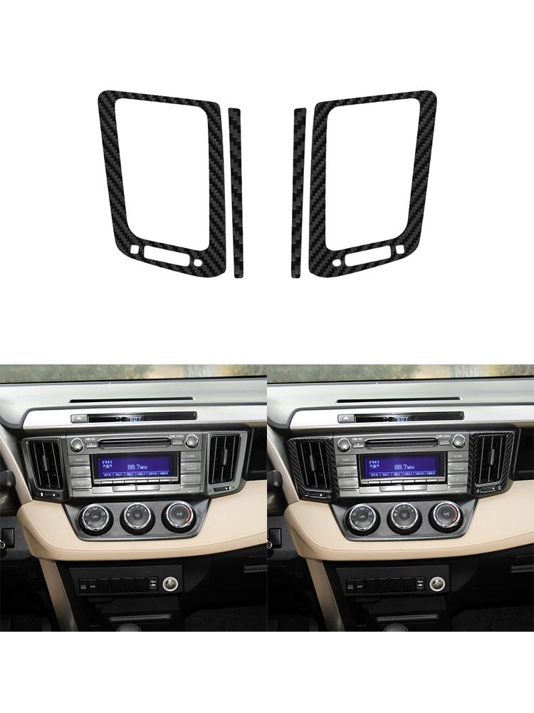 Black For Toyota RAV4 2013-2015 Car Interior Button Panel Decoration Protection Carbon Fiber Sticker Auto Styling Accessories