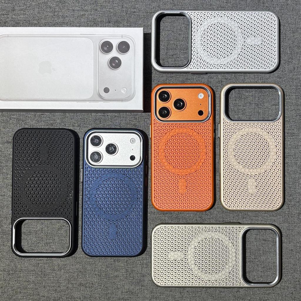 Apple 17 Heat Dissipation Magnetic Case for iPhone Pro Max: Ultra-thin, Honeycomb Design, Large Hole, Hard Shell for iPhone 13/14/15/16 Pro.