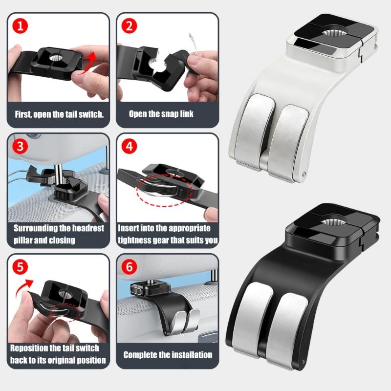 Pack Of 2 ABS Car Seat Back Hooks For Rear Storage Organization With 5kg Capacity Quick Installation Universal Design