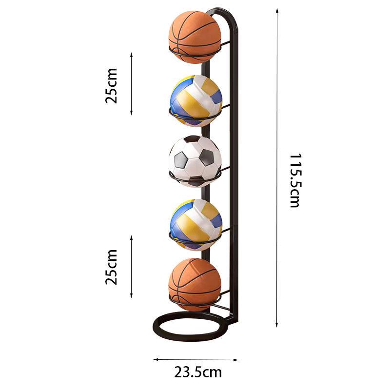 Foldable Floor-Standing Ball Storage Rack for Indoor Sports Equipment