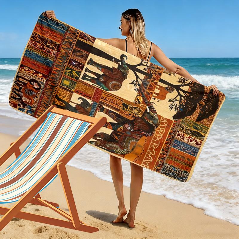 Africa Art Print Beach Towel, Large Soft Quick Dry Towel for Beach Camping Swimming