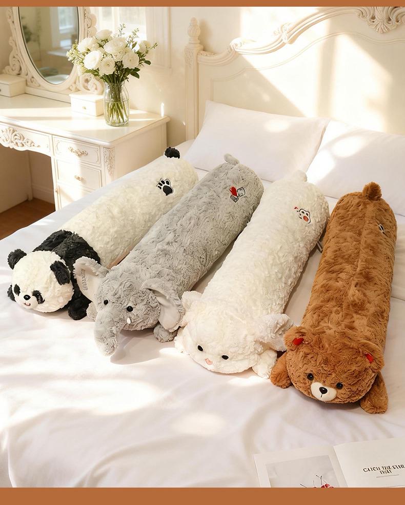 Cute Bear Long Pillow - Plush Panda Sleeping Companion for Girls