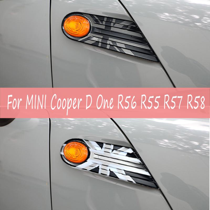 The Black Flag Car Fender Turn Signal Exterior Light Covers Sticker For MINI Cooper One R56 Clubman R55 Convertible R57