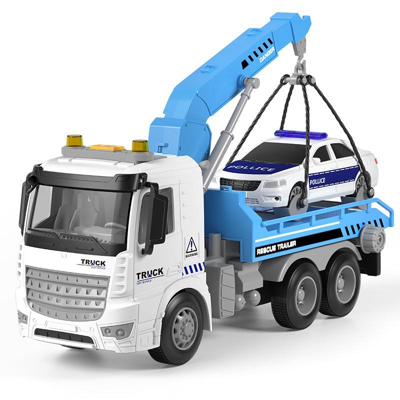 Large Rescue Tow Truck Crane Flatbed - Educational Engineering Transport Toy for Kids