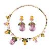 Teardrop Leaf Necklace and Earrings Exquisite Zirconia Waterdrop Leaf Jewelry Set Necklace Earrings For Women