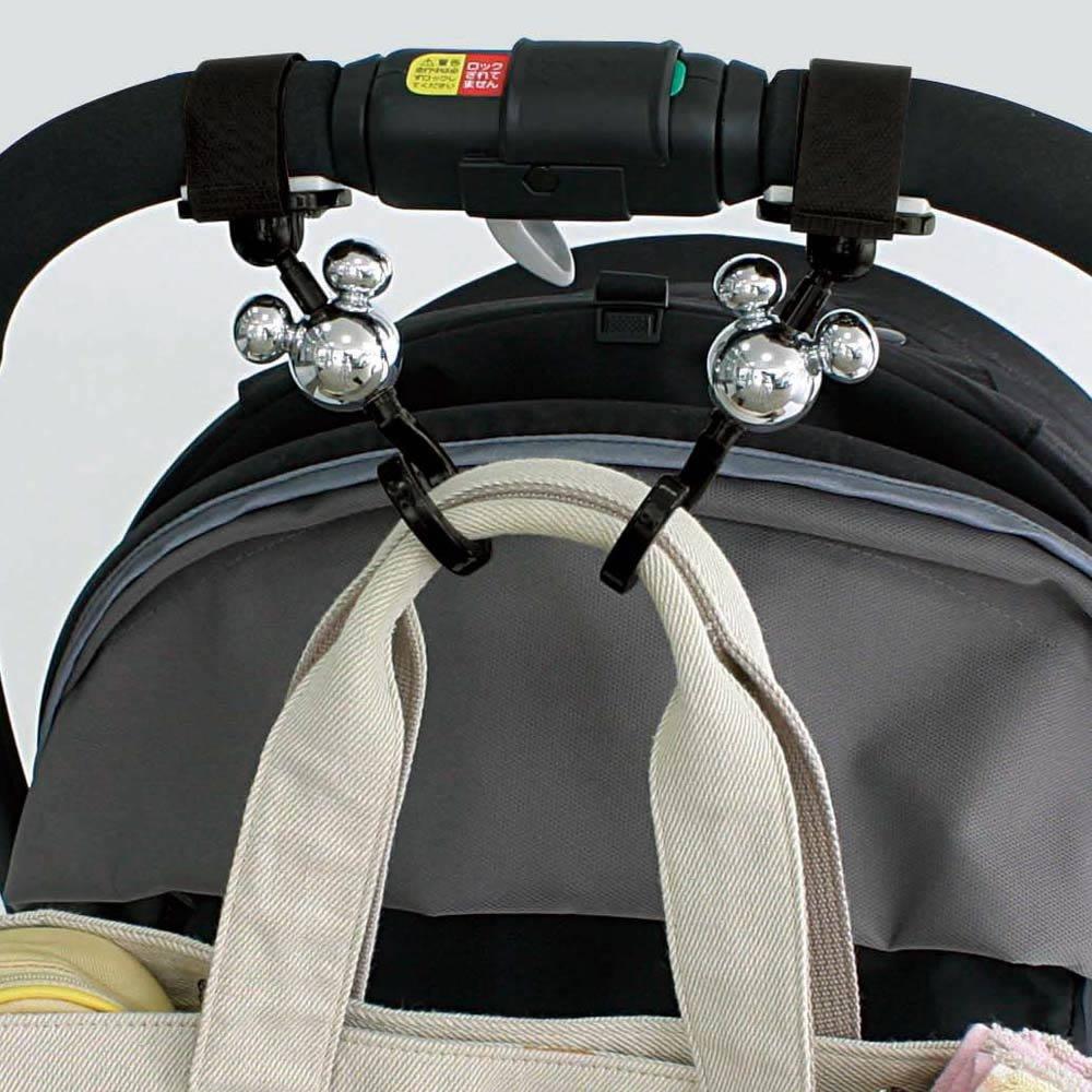 Napolex Stroller Set of Disney Mickey Easy Installation with Car Headrest Buggy Stroller Baby Car Convenient Hooks, 2, Silhouette, Velcro, 360-Degree