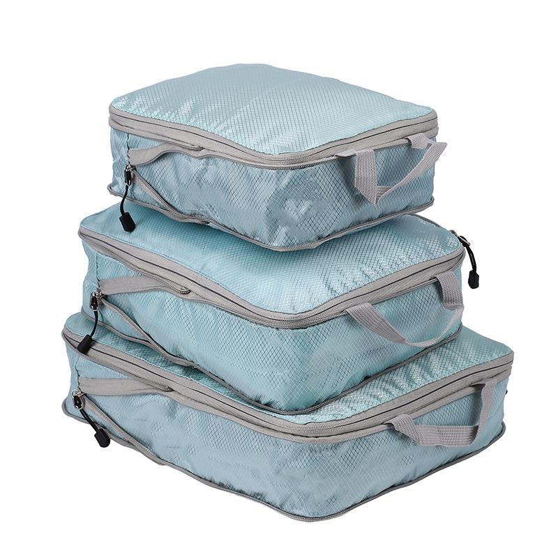 Three-Piece Travel Compression Bag Set: Digital Wash Kit, Makeup Organizer, Clothes & Shoes Storage