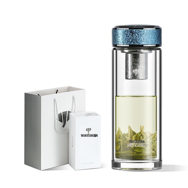 Titanium Silver Antibacterial Double Wall Glass Tea Mug