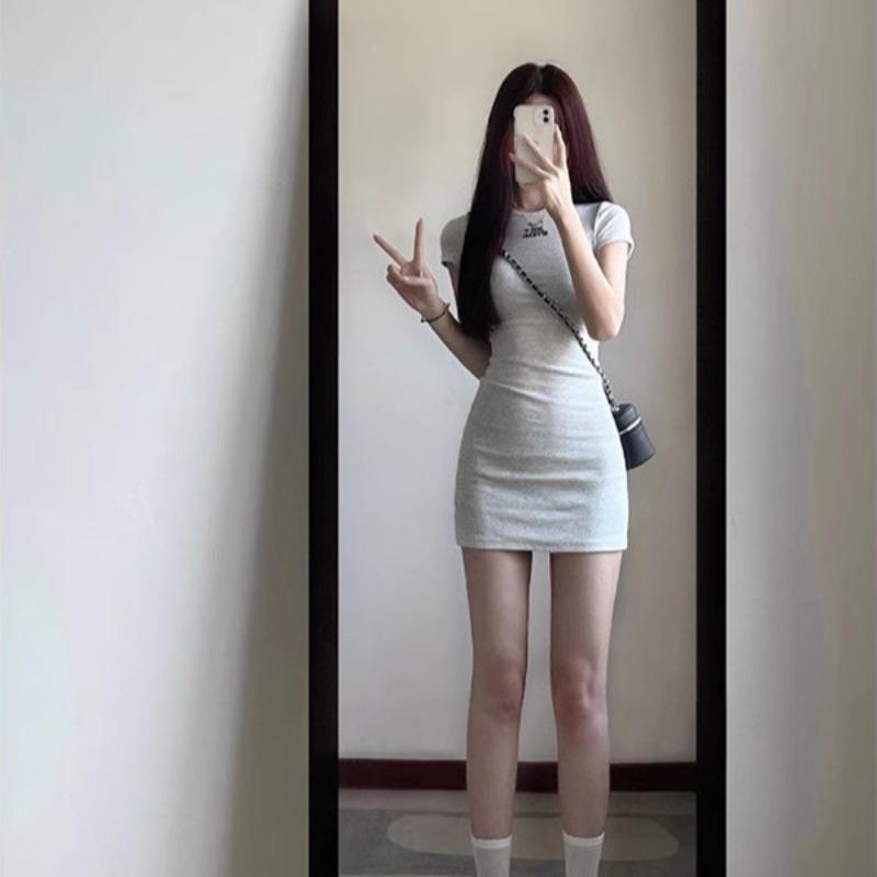 Small Spice Girl Short Sleeve T-Shirt Dress Children's Summer 2 New Waist Slim Skinny Hip Wrap Skirt