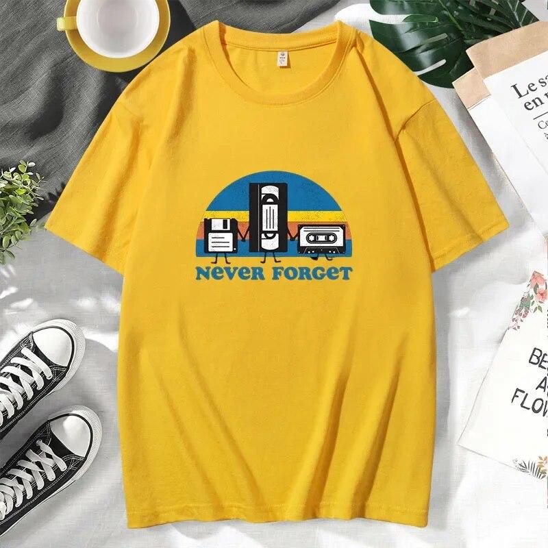 Forget Sarcastic Graphic Music Funny Printed T-Shirt Men Loose Oversize Tshirt Casual Breathable Short Sleeve Clothing
