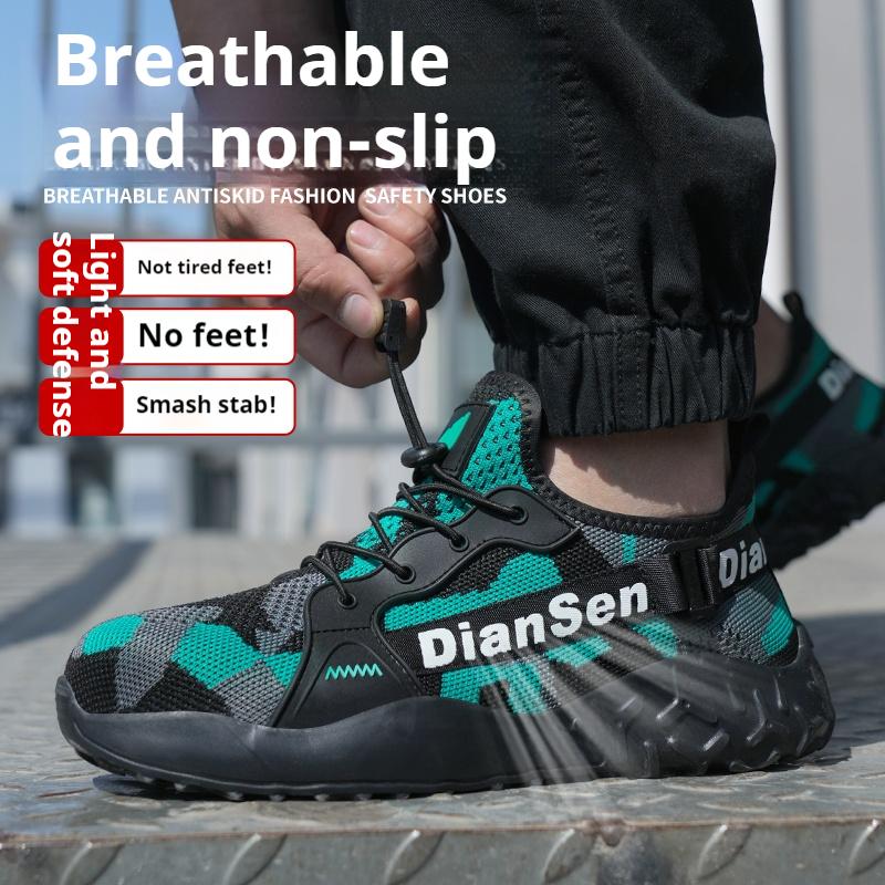 Lightweight Work Safety Shoes Men Breathable Protective Work Sneakers Steel Toe Shoes Anti-smash Indestructible Safety Boots