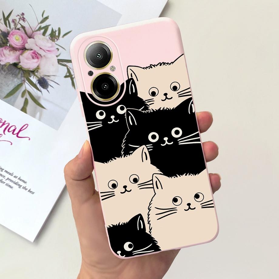 Hülle Für Oppo Realme C67 4G RMX389 Handyhüllen Schwarze Katze Mondnacht Weiches Silikon Stoßfeste Rückabdeckung Für RealmeC67 4G Funda