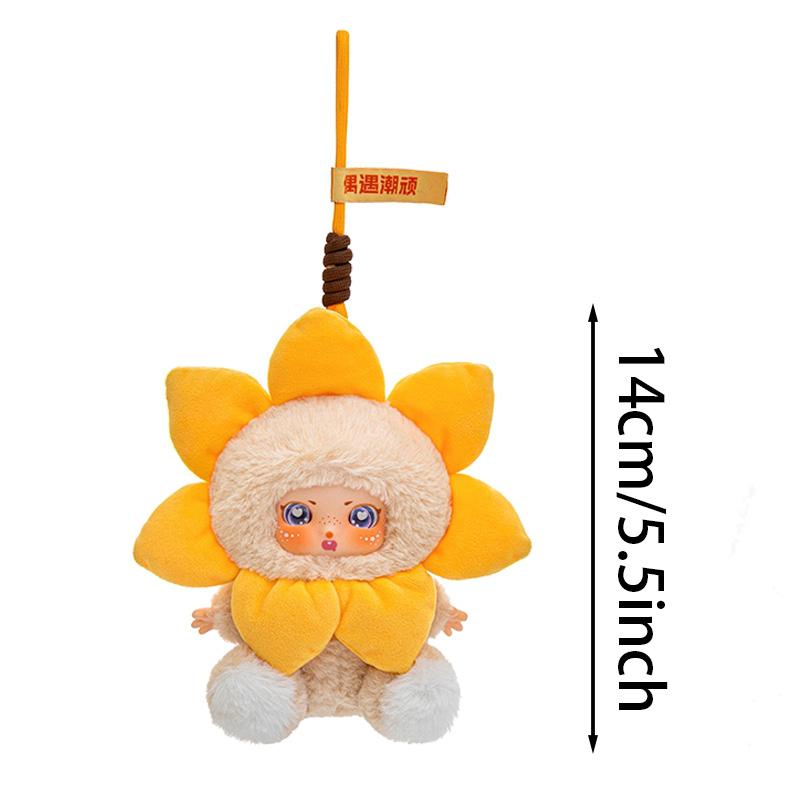 14cm Flower Elf  Doll Plush Toy Cute Figure Toys Keychain Kawaii Sunflower Elf Figures Bag Backpack Pendant Kid Gift