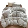 Solid Color MUJI Style Washed Cotton Jacquard Buttoned Dormitory Bedding Set – Super Soft, 4-Piece Set