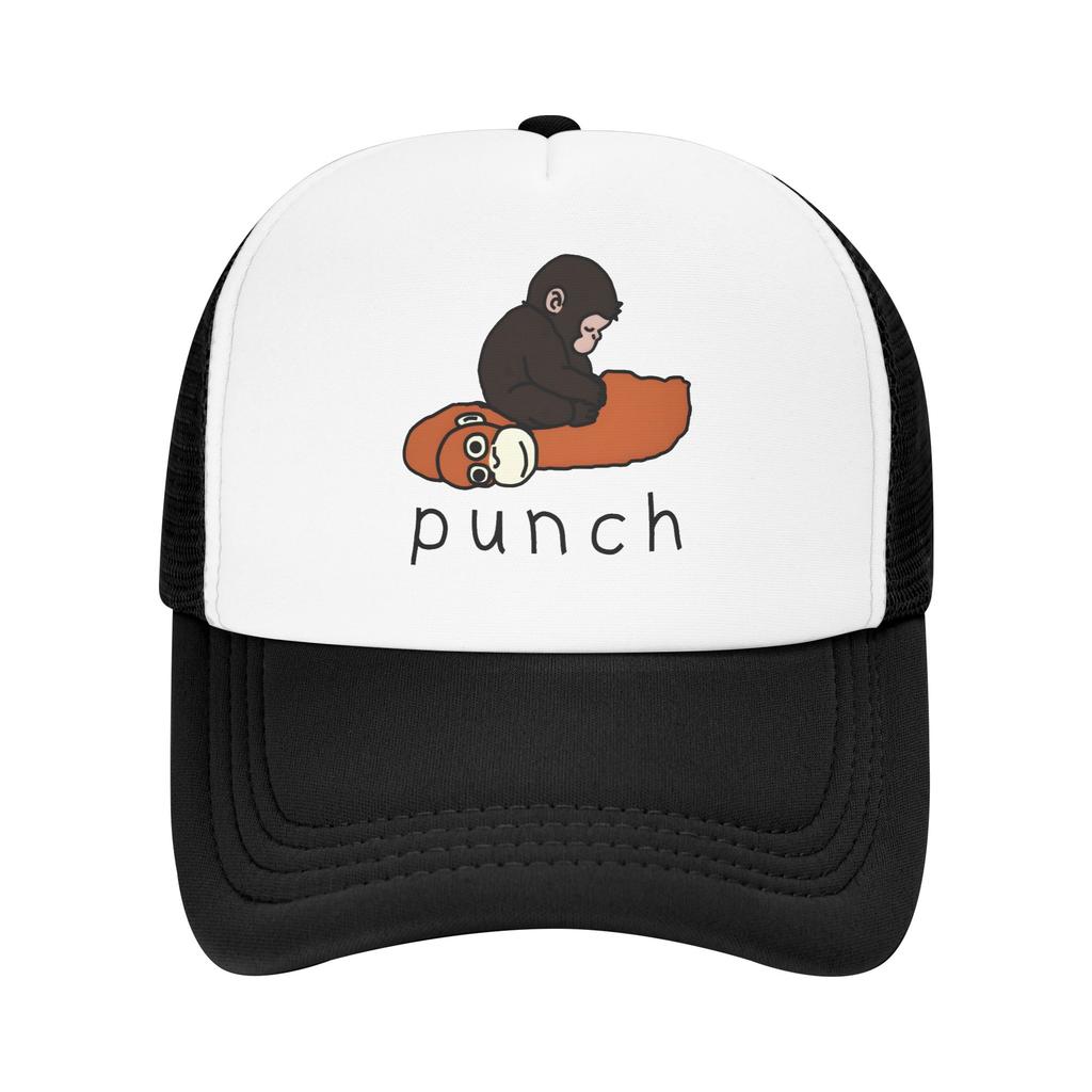 Punch Monkey Süße Mesh-Baseballkappe für Erwachsene HipHop-Sonnenhüte Dad Hat Verstellbare Snapback-Kappen Trucker-Kappe Sommer-Trucker-Kappe