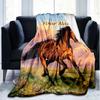 1PC Custom Name Horse Freedom Nature Outdooor Flannel Blankets Patterns Throw Blanket All-Season Soft Gift for Couch, Bed, Camping Gifts