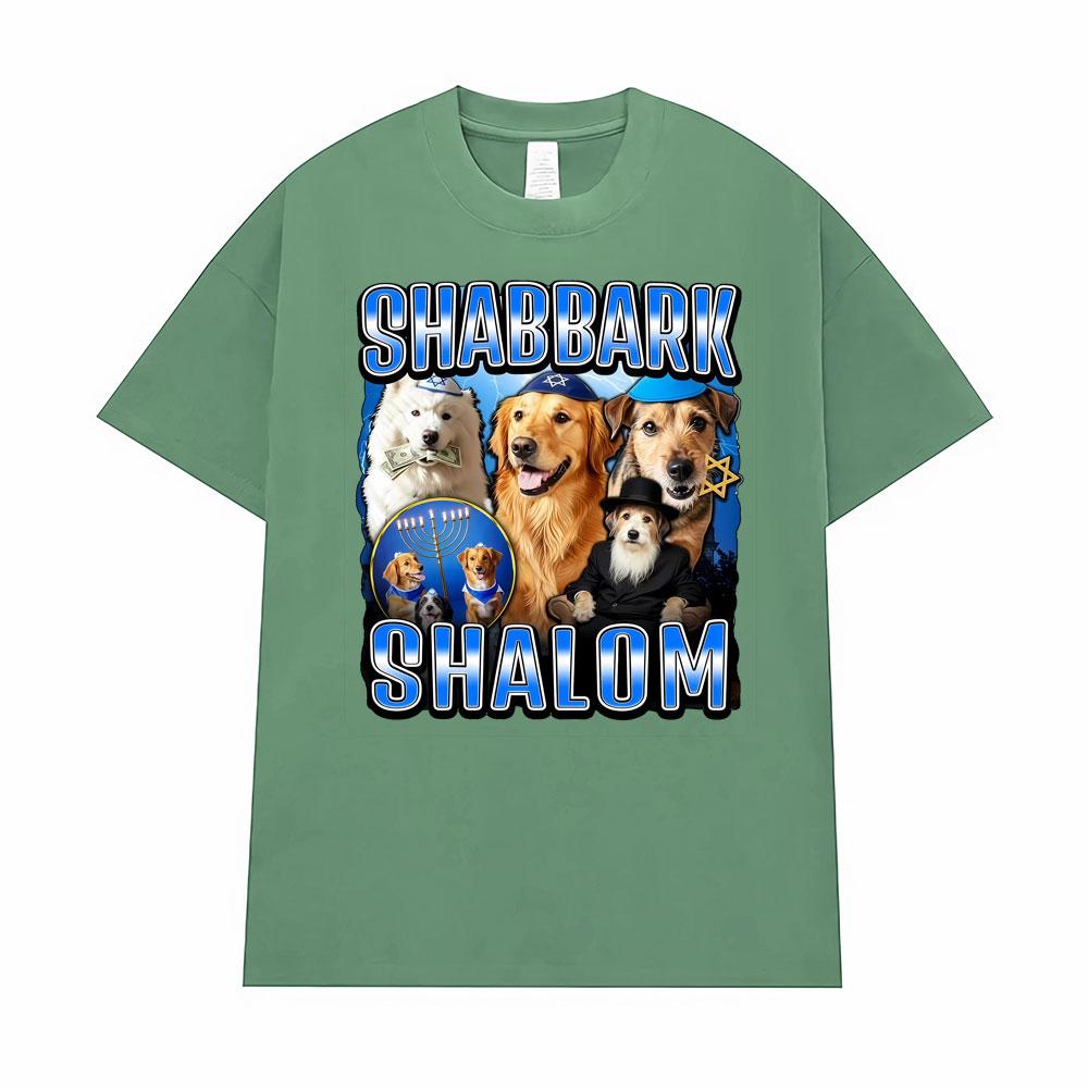 Vintage Classic Shabbark Shalom Jewish Dog Print T-Shirt Unisex Women Oversized Loose Short Sleeve T Shirts Casual Fashion T-Shirts