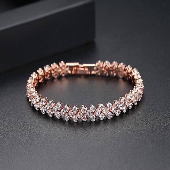 Women Bracelet Buckle Design Retro Style White Black Faux Crystal Heart Shape Cubic Zirconia Formal Occasion