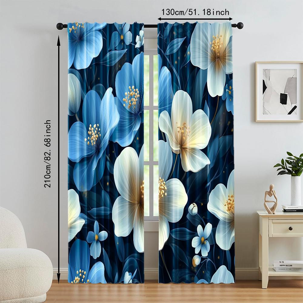 2 pcs   versatile polyester transparent curtains for home decoration Flower for use in bedrooms and living rooms