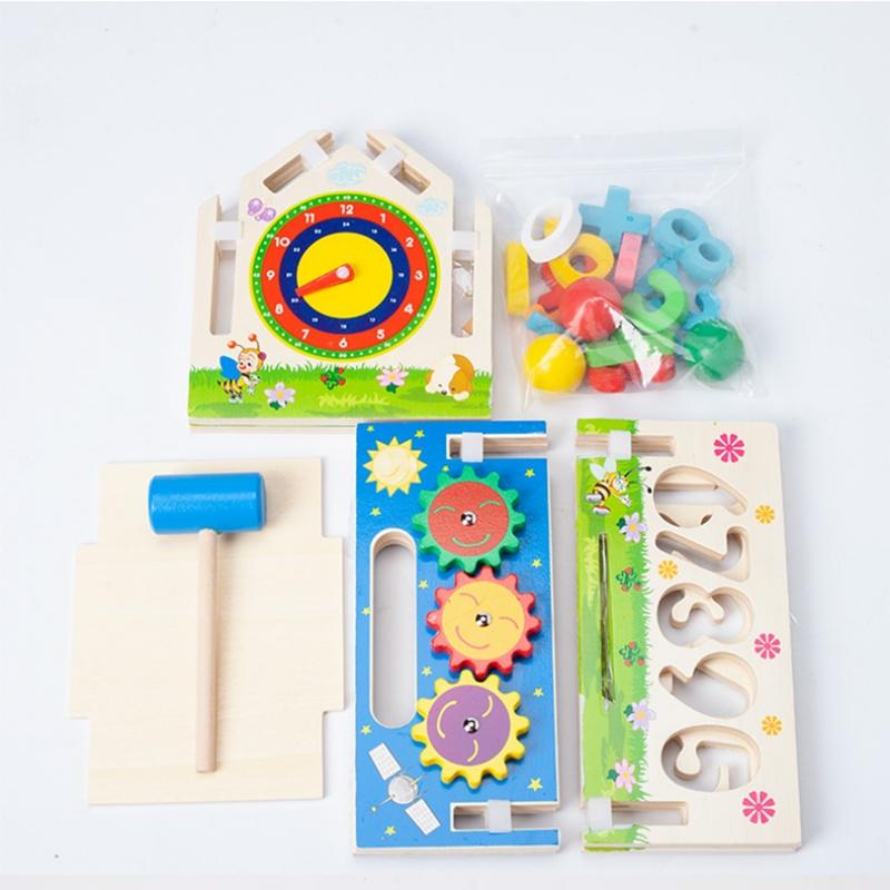 Wooden Matching House Toys Montessori Toys Multifunction Box Color Shape Sorting Building Blocks for Children Early Education