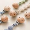 Beech Wood Pacifier Clip Silicone Chain Anti-Drop Baby Accessories Pacifier Chain Nipple Holder Nipple Clip Cartoon Dummy Holder