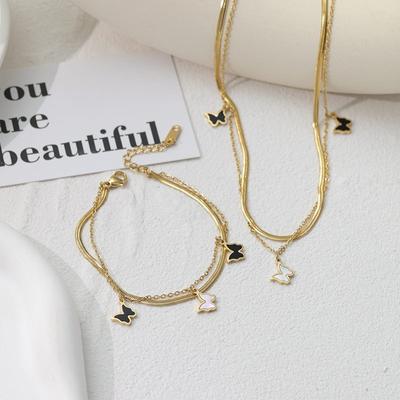 New Butterfly Titanium Steel Necklace Women's Set Niche Simple Wind Collarbone Chain